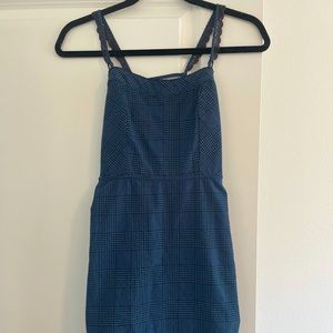 Free People Blue Plaid Pencil Dress XS